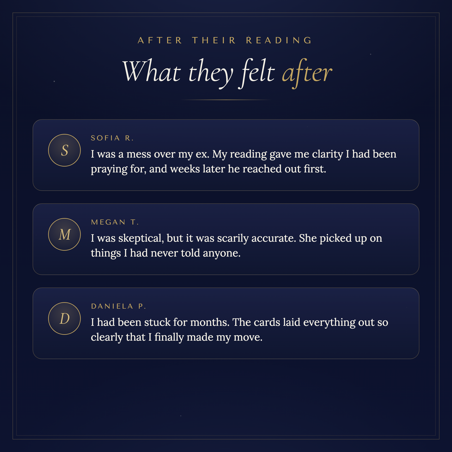 What clients felt after their reading