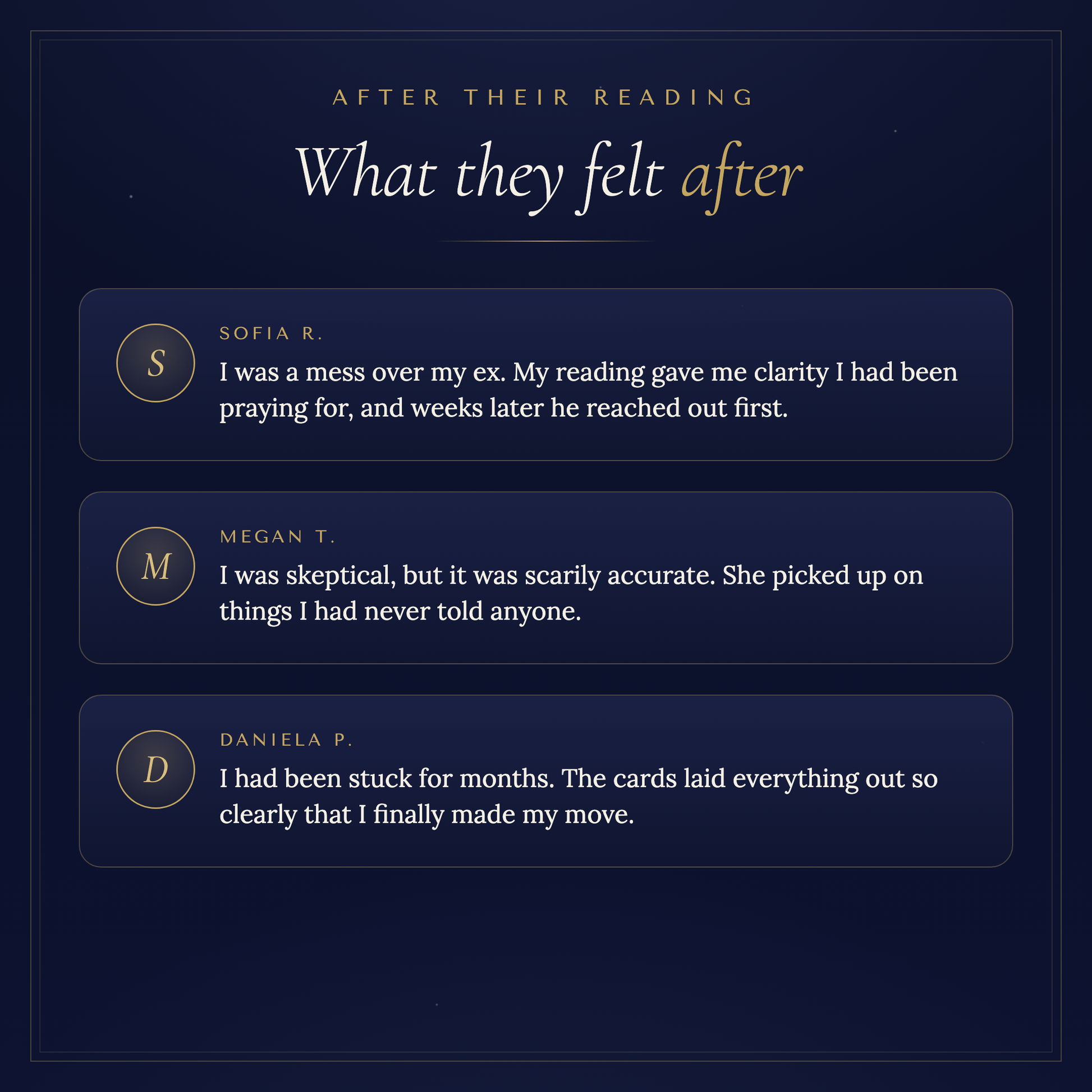 What clients felt after their reading